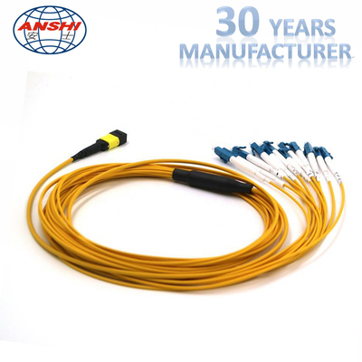 OS1 MPO - résistance à la pression de câble de tronc de la fibre MPO de la corde de correction de connecteur de LC 12
