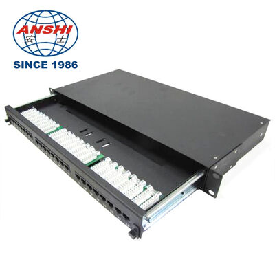 Panneau de brassage réseau RJ45 Cat5e UTP 1U 24 ports avec tiroir amovible, noir, montage en rack