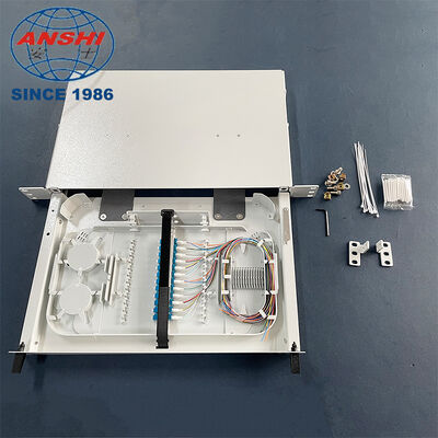 19 Inch 1U Rack‑Mount Sliding ODF Fiber Optic Distribution Frame, Optical Fiber Patch Panel with LC Adapter for Data Center FTTX