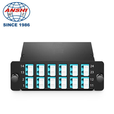 24F OM4 MPO/MTP Cassette de type A 2 MPO-12 à 12*LC Duplex FHD LGX Faible perte FS Panduit Compatible avec le centre de données 40G/100G
